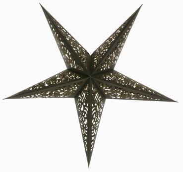 Baby Kala Schwarz / Goldglitter  - Faltbarer Leuchtstern, Weihnachtsstern aus Papier mit 5 Zacken, 40 cm
